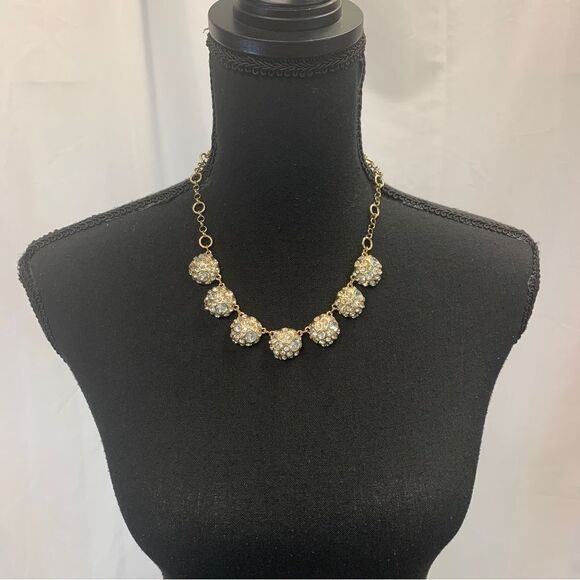 GOLDTONE rhinestone embellished circular necklace - Picture 3 of 12